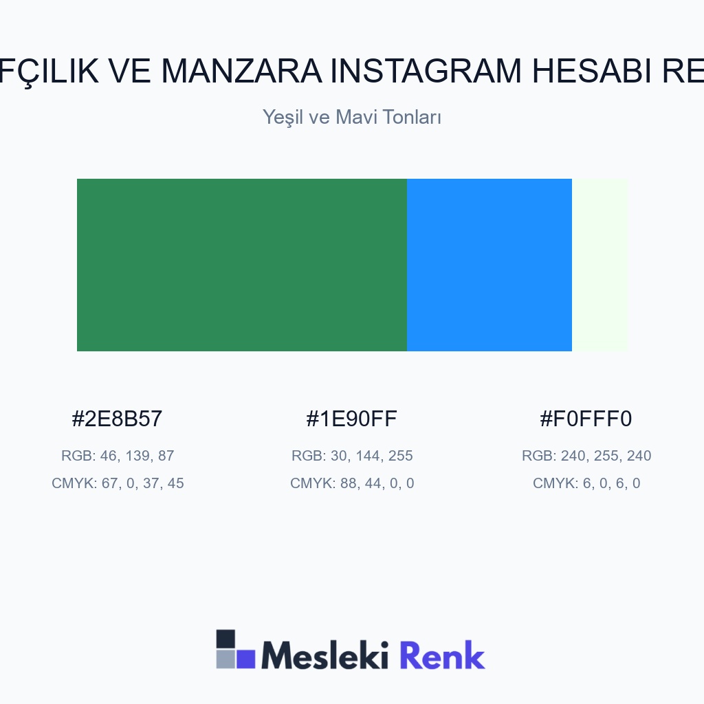Fotoğrafçılık ve Manzara Instagram Hesabı Yeşil ve Mavi Tonları Renk Paleti