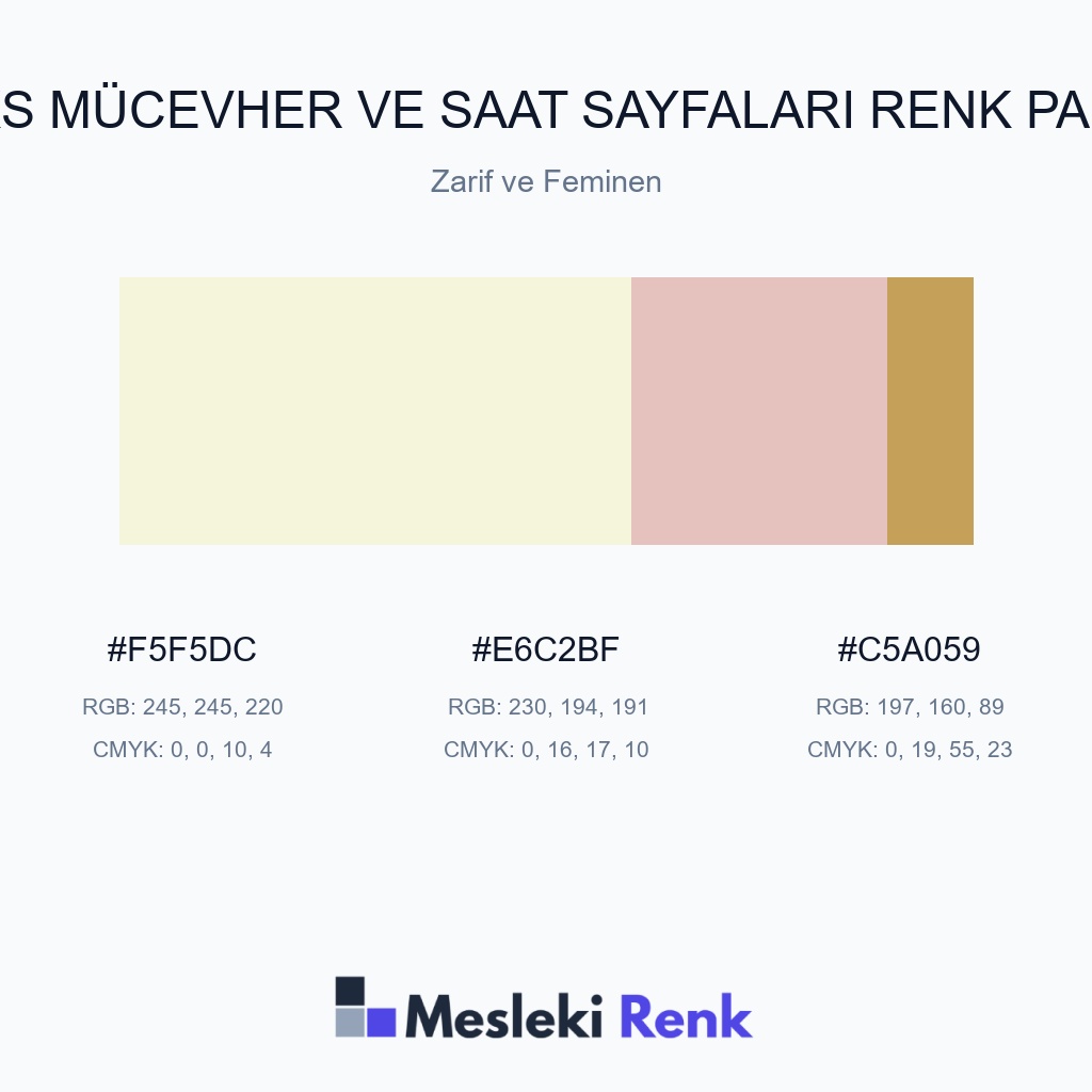 Lüks Mücevher ve Saat Sayfaları Zarif ve Feminen Renk Paleti