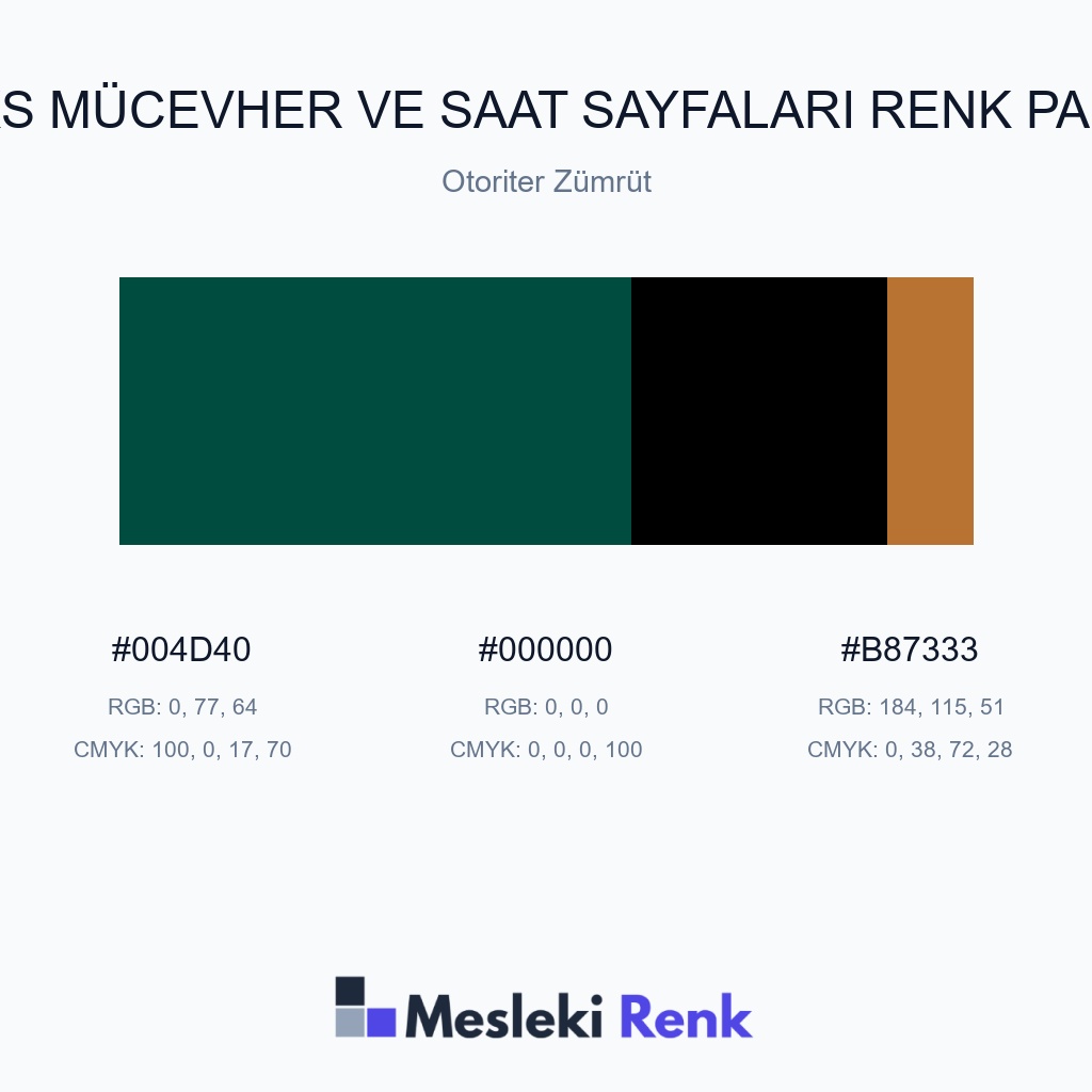 Lüks Mücevher ve Saat Sayfaları Otoriter Zümrüt Renk Paleti