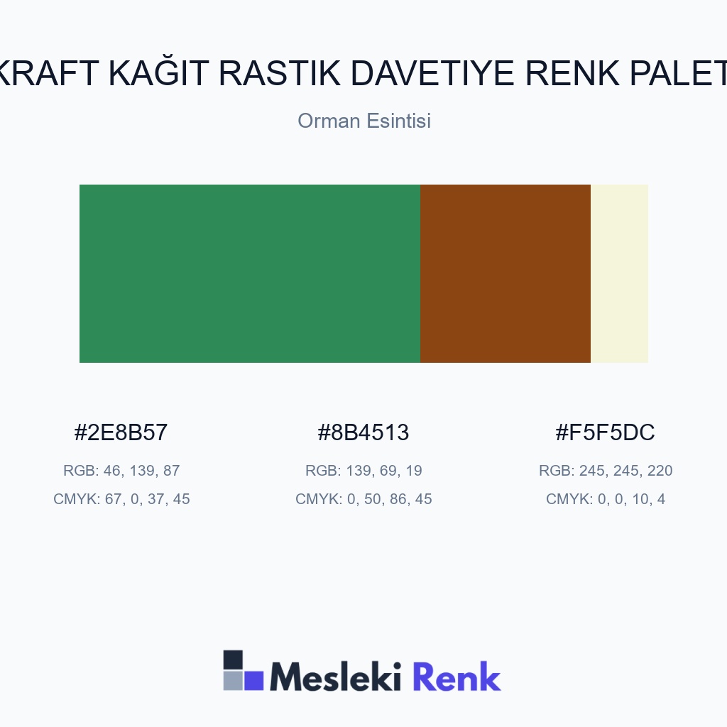 Kraft Kağıt Rastik Davetiye Orman Esintisi Renk Paleti