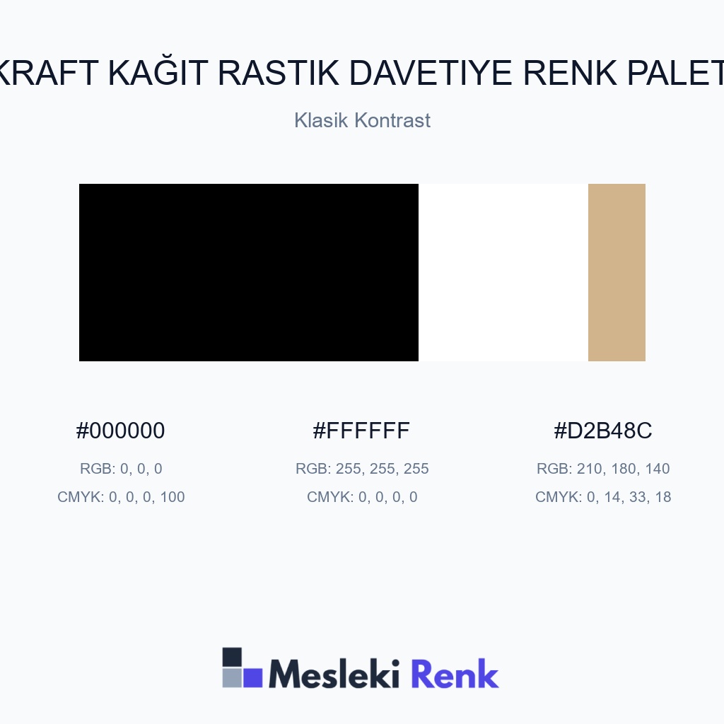 Kraft Kağıt Rastik Davetiye Klasik Kontrast Renk Paleti