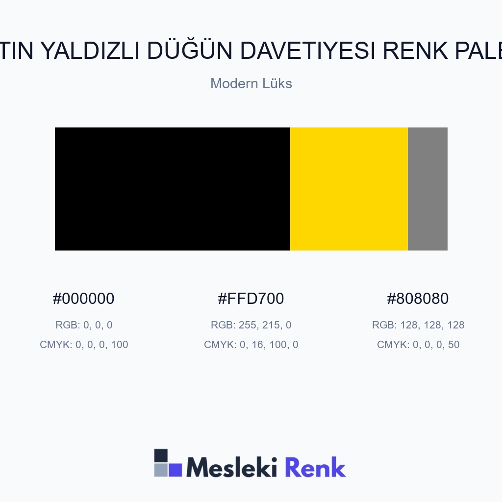 Altın Yaldızlı Düğün Davetiyesi Modern Lüks Renk Paleti