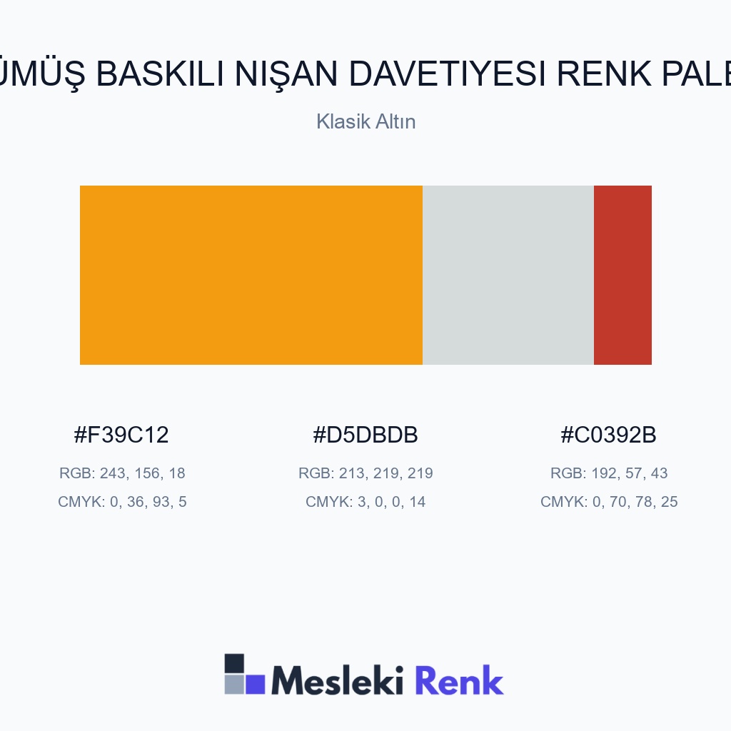 Gümüş Baskılı Nişan Davetiyesi Klasik Altın Renk Paleti