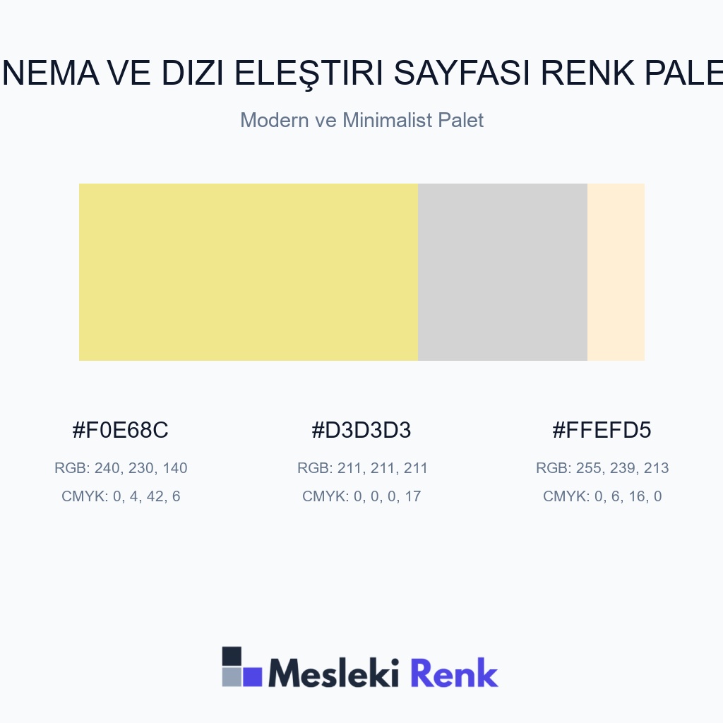 Sinema ve Dizi Eleştiri Sayfası Modern ve Minimalist Palet Renk Paleti
