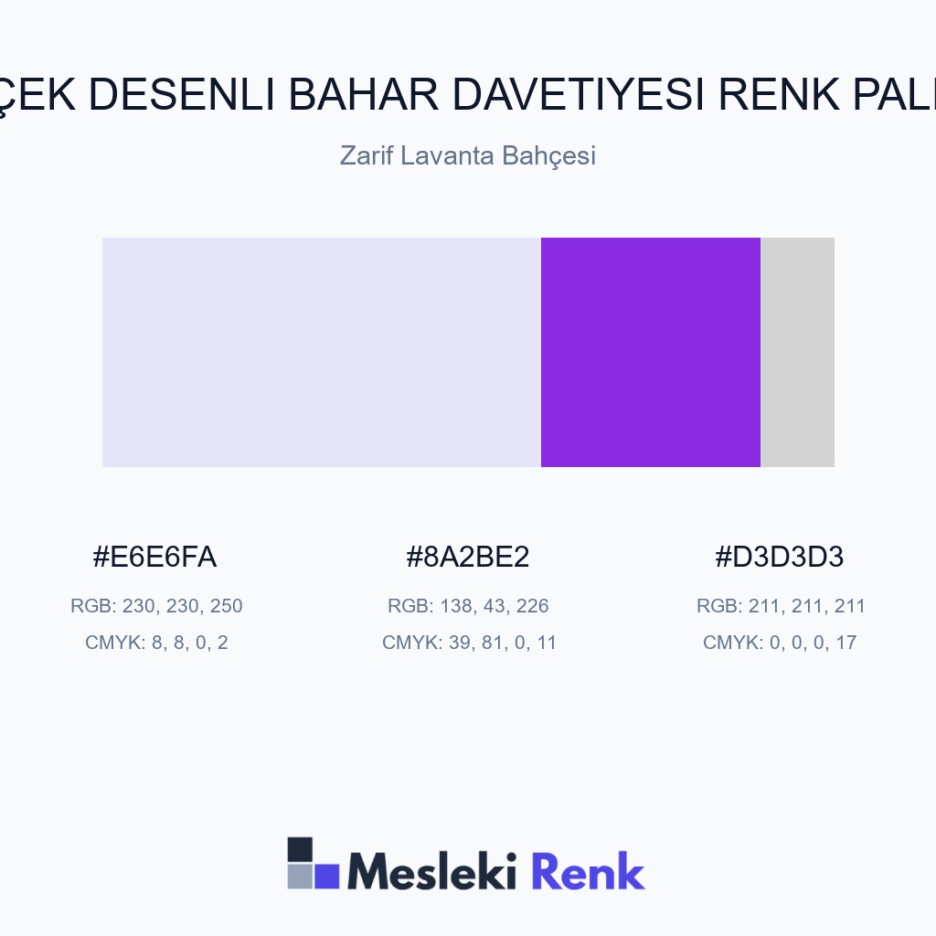 Çiçek Desenli Bahar Davetiyesi Zarif Lavanta Bahçesi Renk Paleti