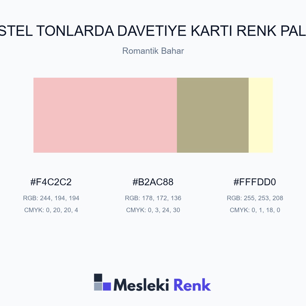 Pastel Tonlarda Davetiye Kartı Romantik Bahar Renk Paleti