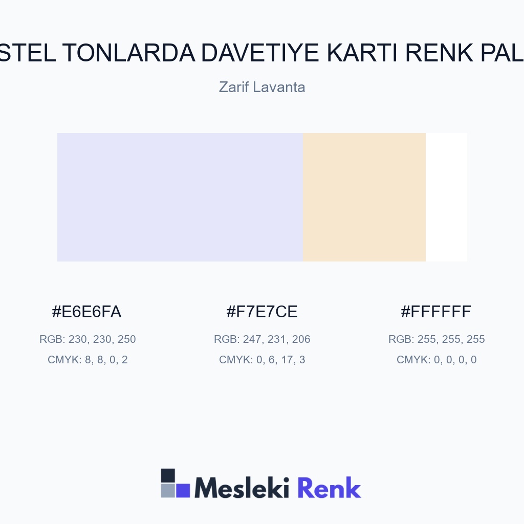 Pastel Tonlarda Davetiye Kartı Zarif Lavanta Renk Paleti