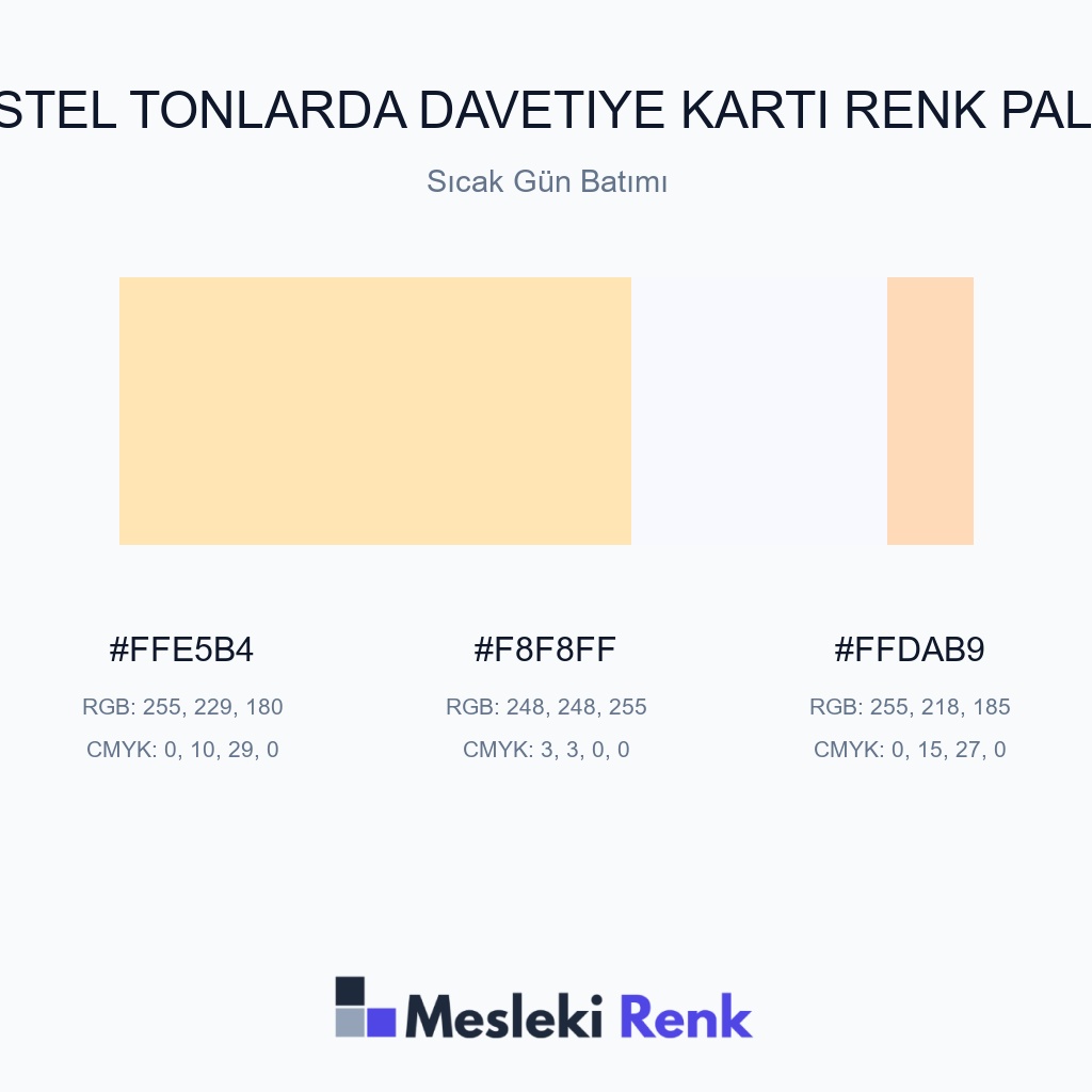 Pastel Tonlarda Davetiye Kartı Sıcak Gün Batımı Renk Paleti