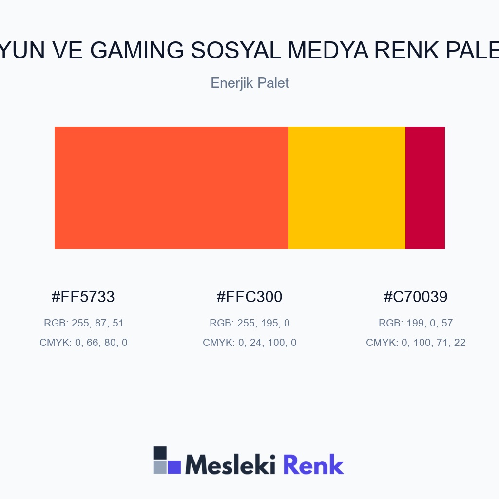 Oyun ve Gaming Sosyal Medya Enerjik Palet Renk Paleti