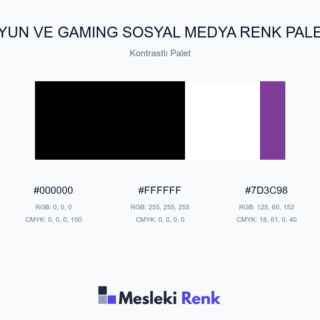 Oyun ve Gaming Sosyal Medya Kontrastlı Palet Renk Paleti