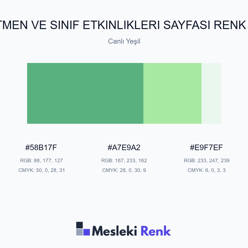 Öğretmen ve Sınıf Etkinlikleri Sayfası Canlı Yeşil Renk Paleti