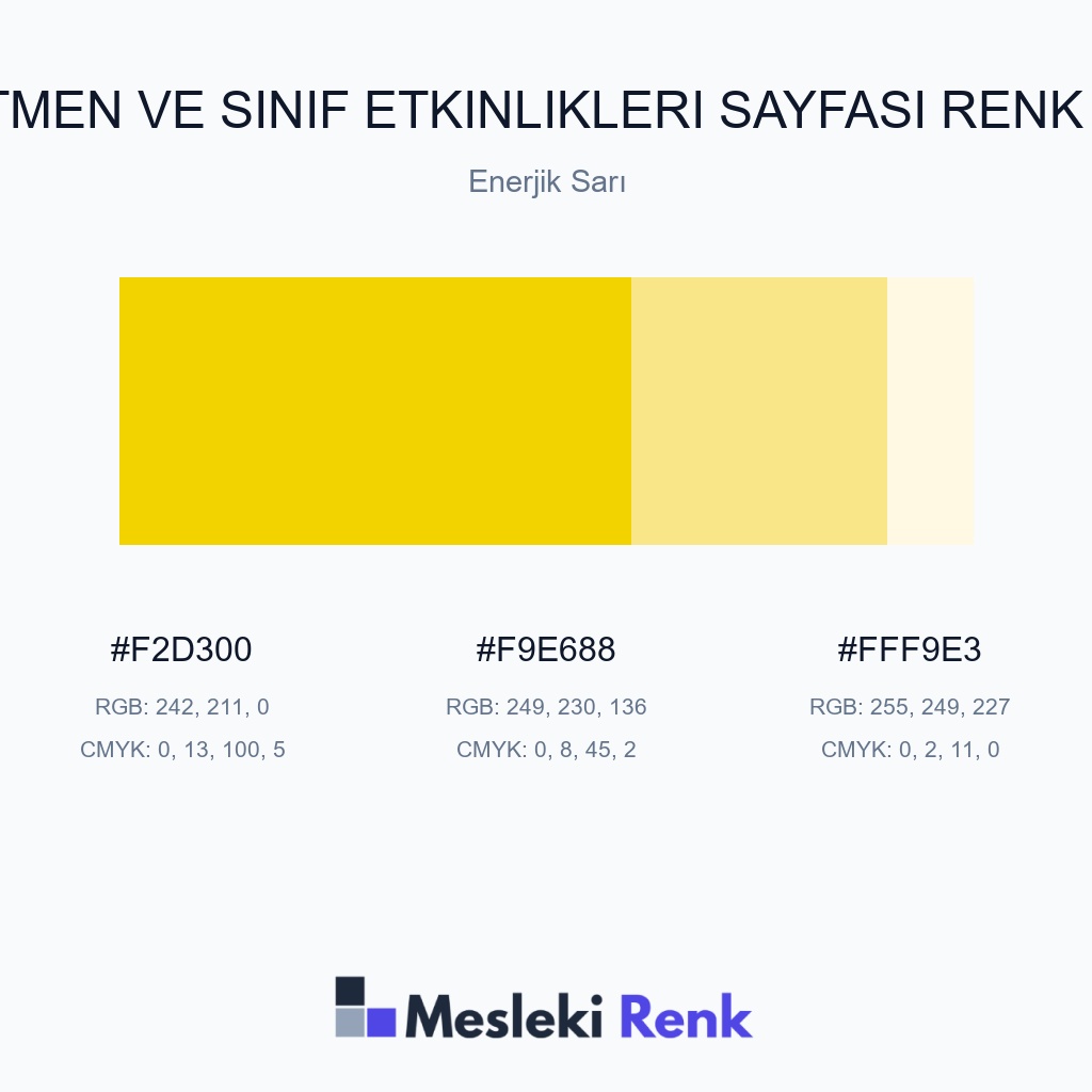 Öğretmen ve Sınıf Etkinlikleri Sayfası Enerjik Sarı Renk Paleti