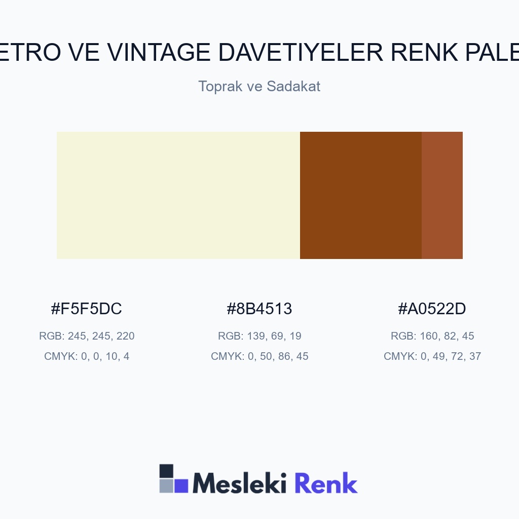 Retro ve Vintage Davetiyeler Toprak ve Sadakat Renk Paleti