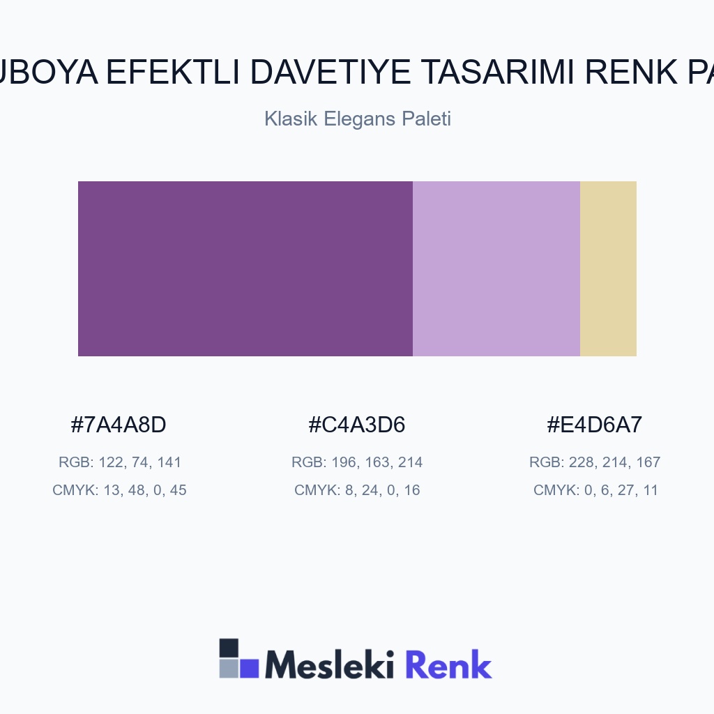Suluboya Efektli Davetiye Tasarımı Klasik Elegans Paleti Renk Paleti
