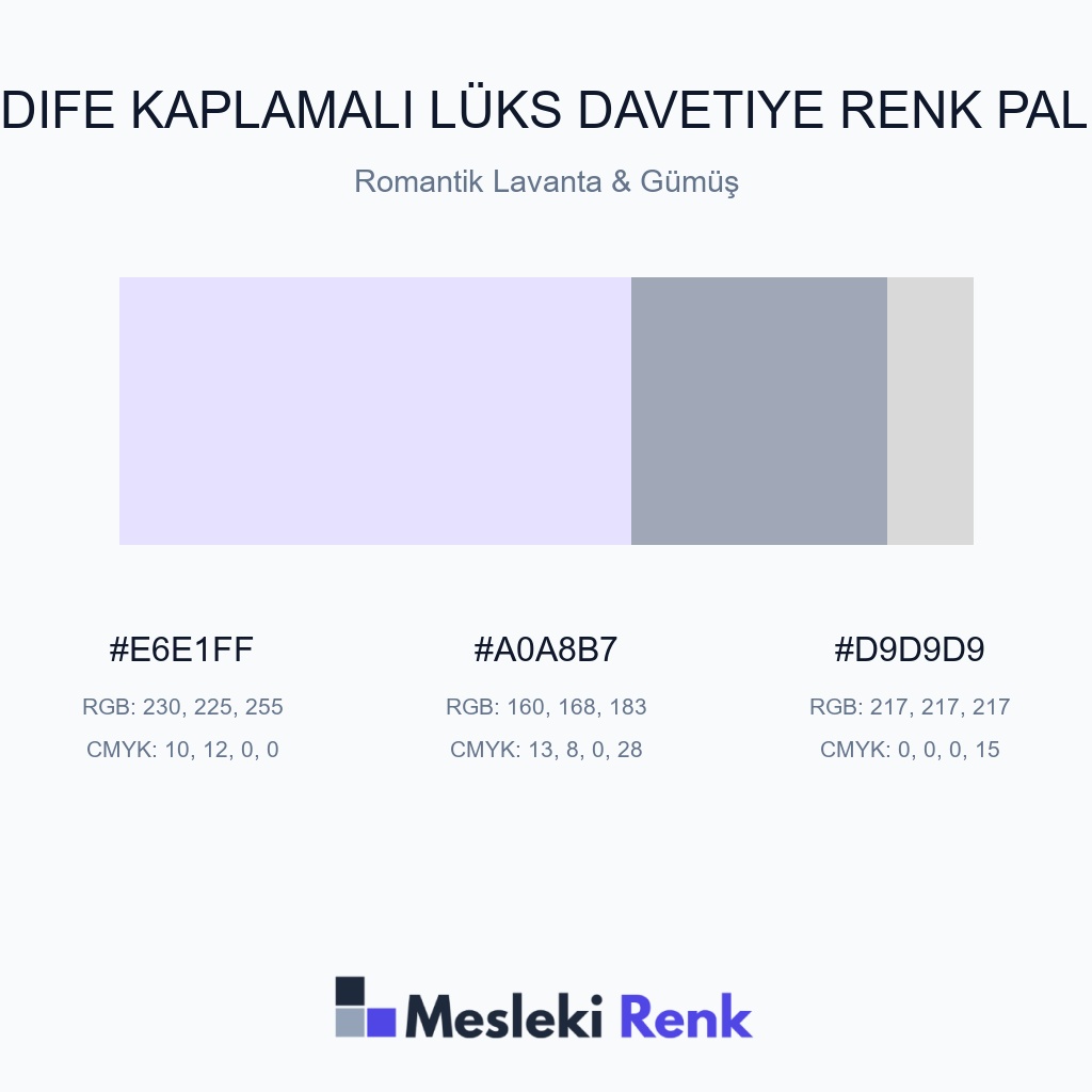 Kadife Kaplamalı Lüks Davetiye Romantik Lavanta & Gümüş Renk Paleti