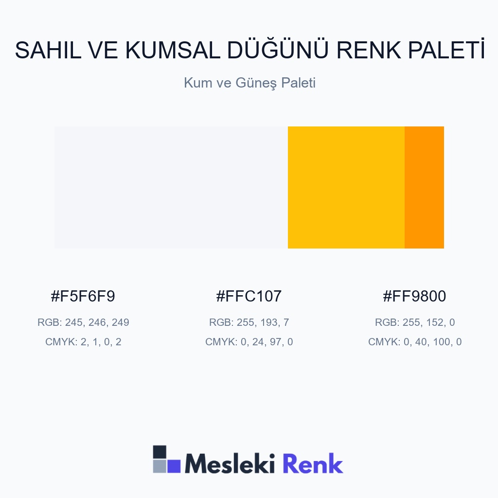 Sahil ve Kumsal Düğünü Kum ve Güneş Paleti Renk Paleti