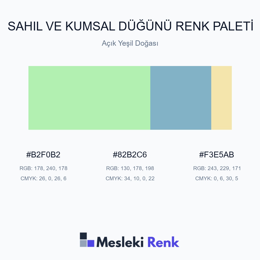 Sahil ve Kumsal Düğünü Açık Yeşil Doğası Renk Paleti