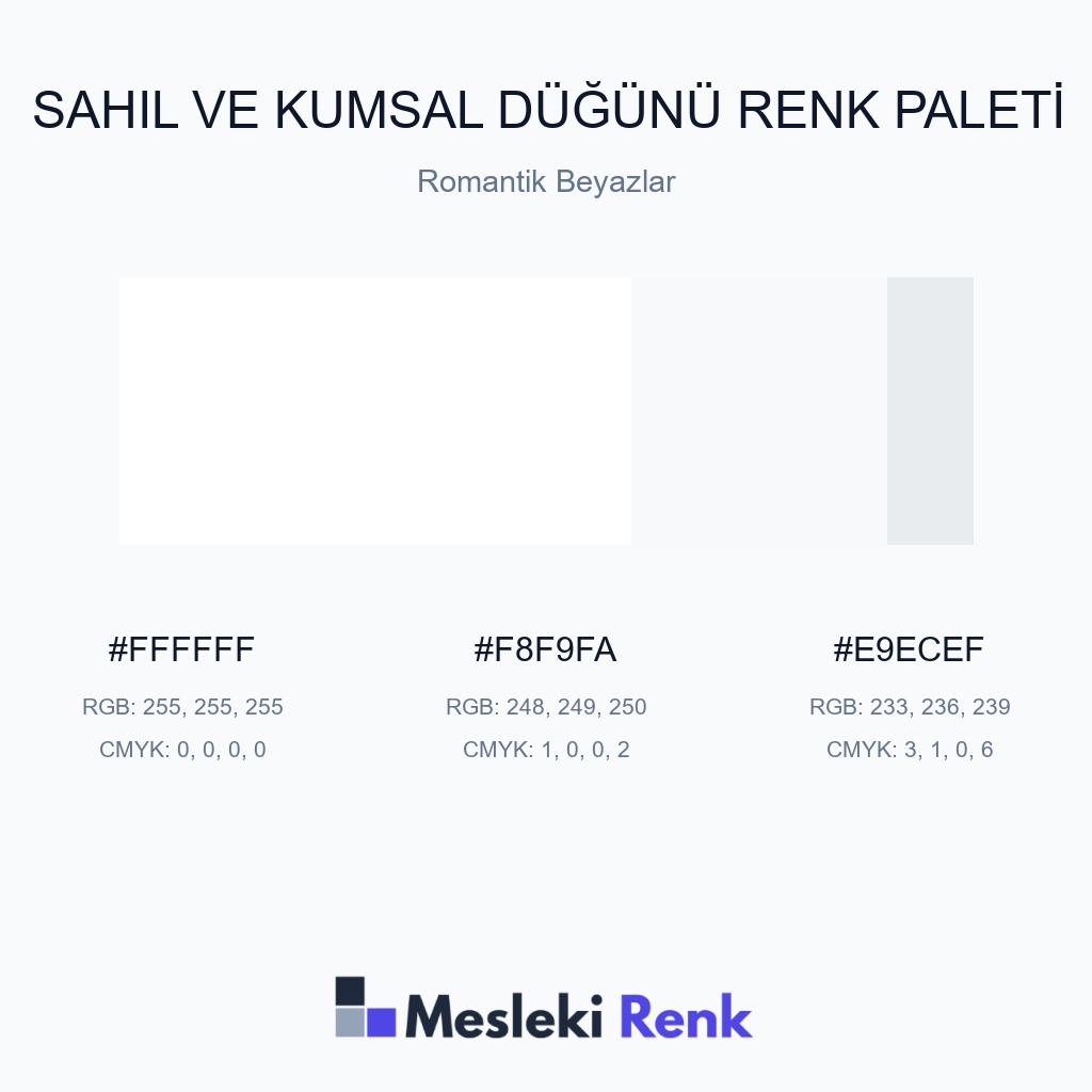 Sahil ve Kumsal Düğünü Romantik Beyazlar Renk Paleti