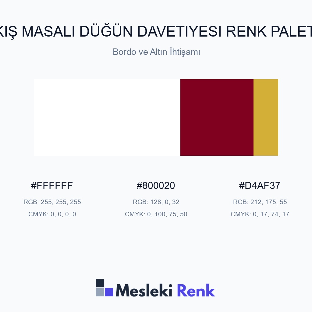 Kış Masalı Düğün Davetiyesi Bordo ve Altın İhtişamı Renk Paleti