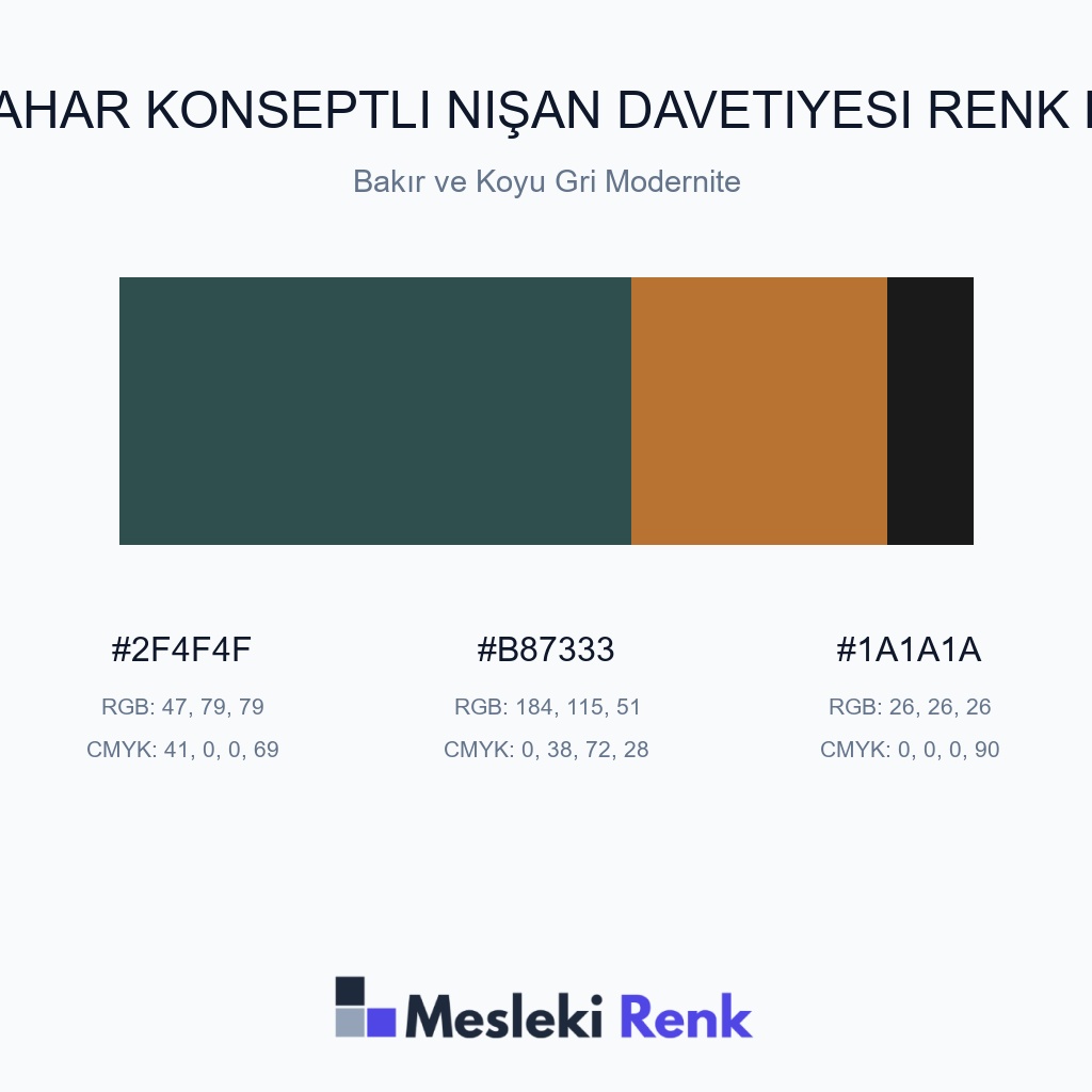 Sonbahar Konseptli Nişan Davetiyesi Bakır ve Koyu Gri Modernite Renk Paleti
