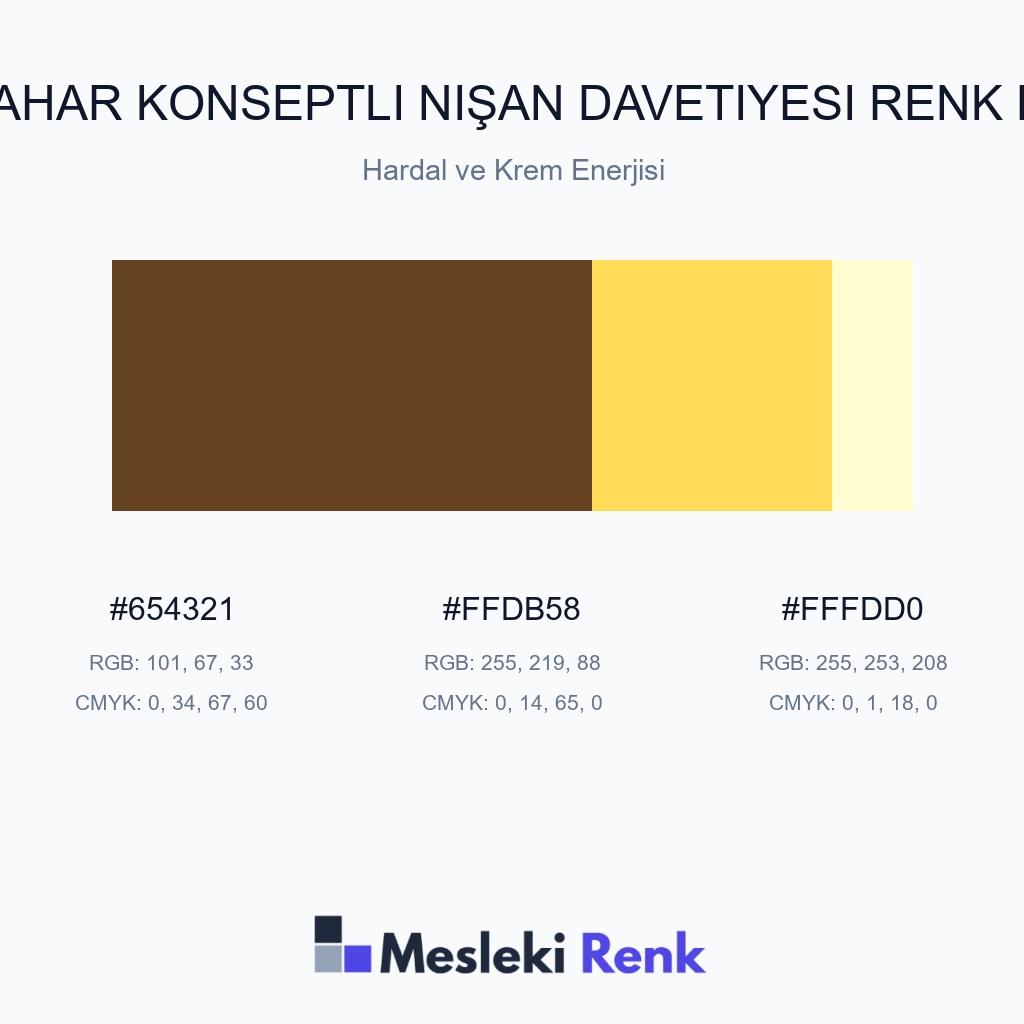 Sonbahar Konseptli Nişan Davetiyesi Hardal ve Krem Enerjisi Renk Paleti