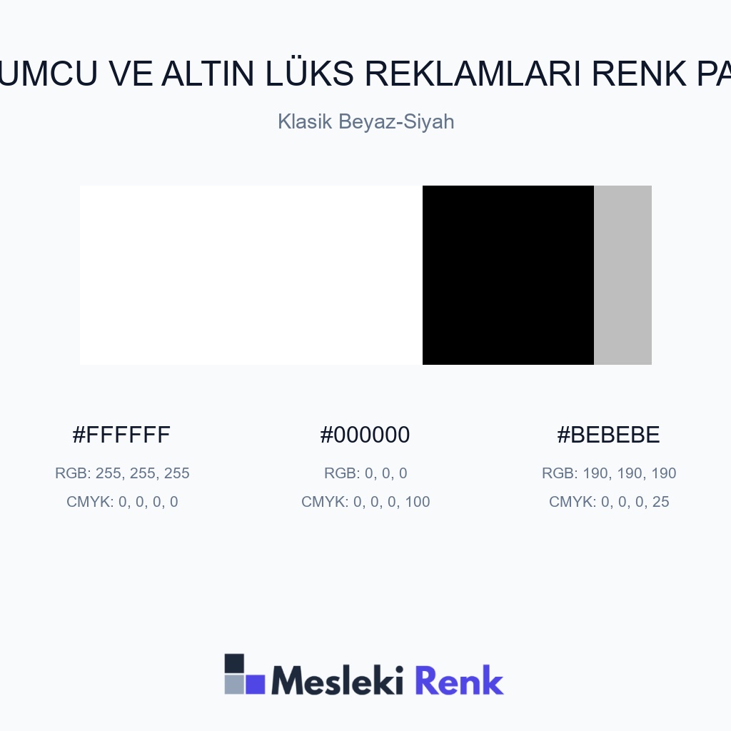 Kuyumcu ve Altın Lüks Reklamları Klasik Beyaz-Siyah Renk Paleti