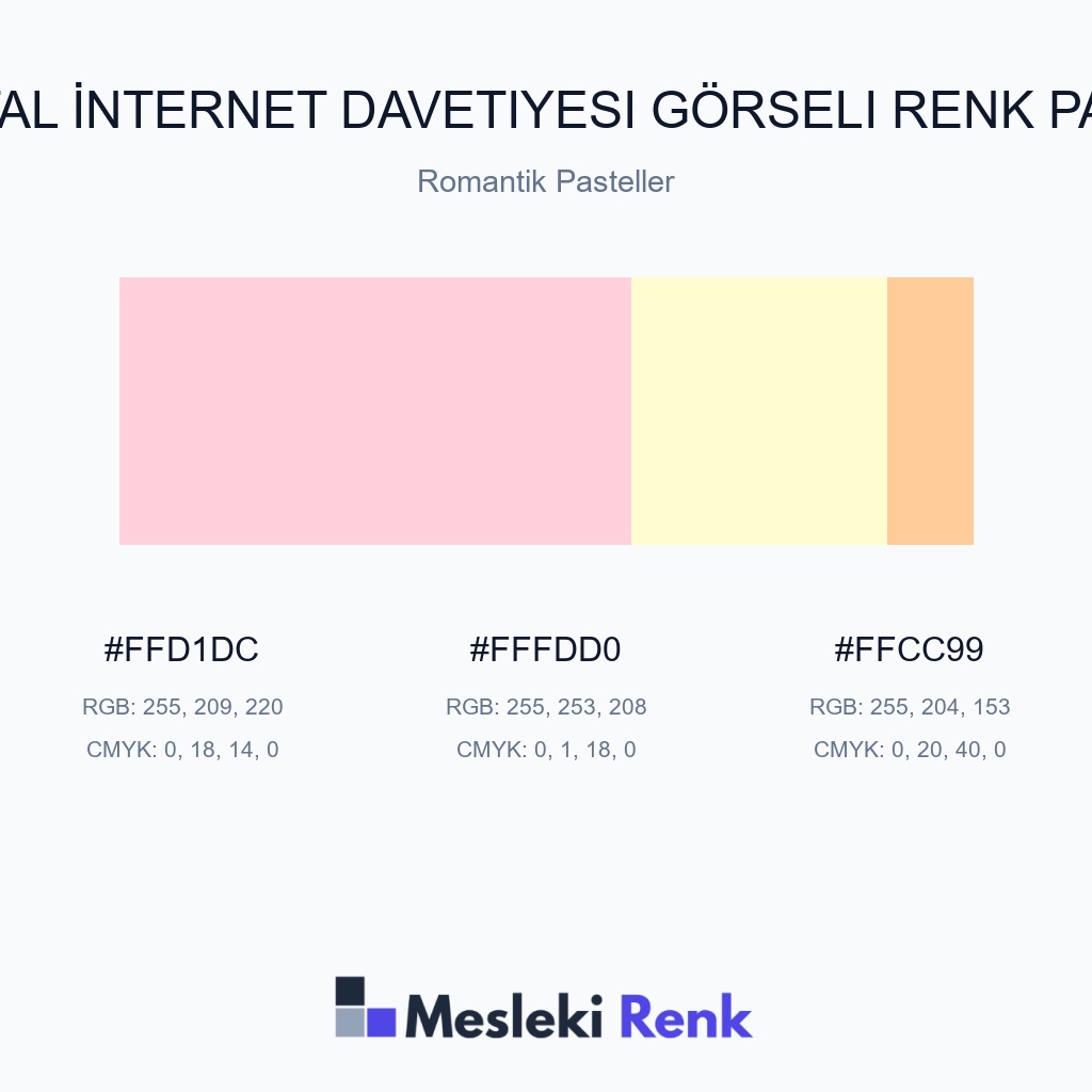 Dijital İnternet Davetiyesi Görseli Romantik Pasteller Renk Paleti