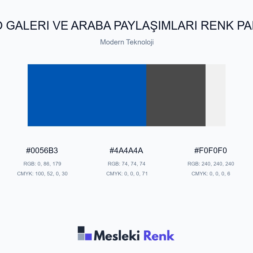 Oto Galeri ve Araba Paylaşımları Modern Teknoloji Renk Paleti