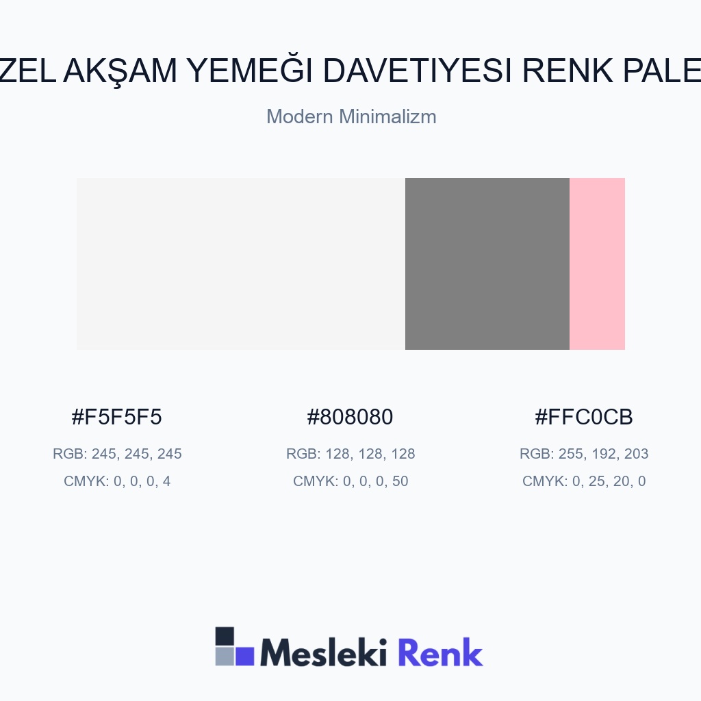 Özel Akşam Yemeği Davetiyesi Modern Minimalizm Renk Paleti