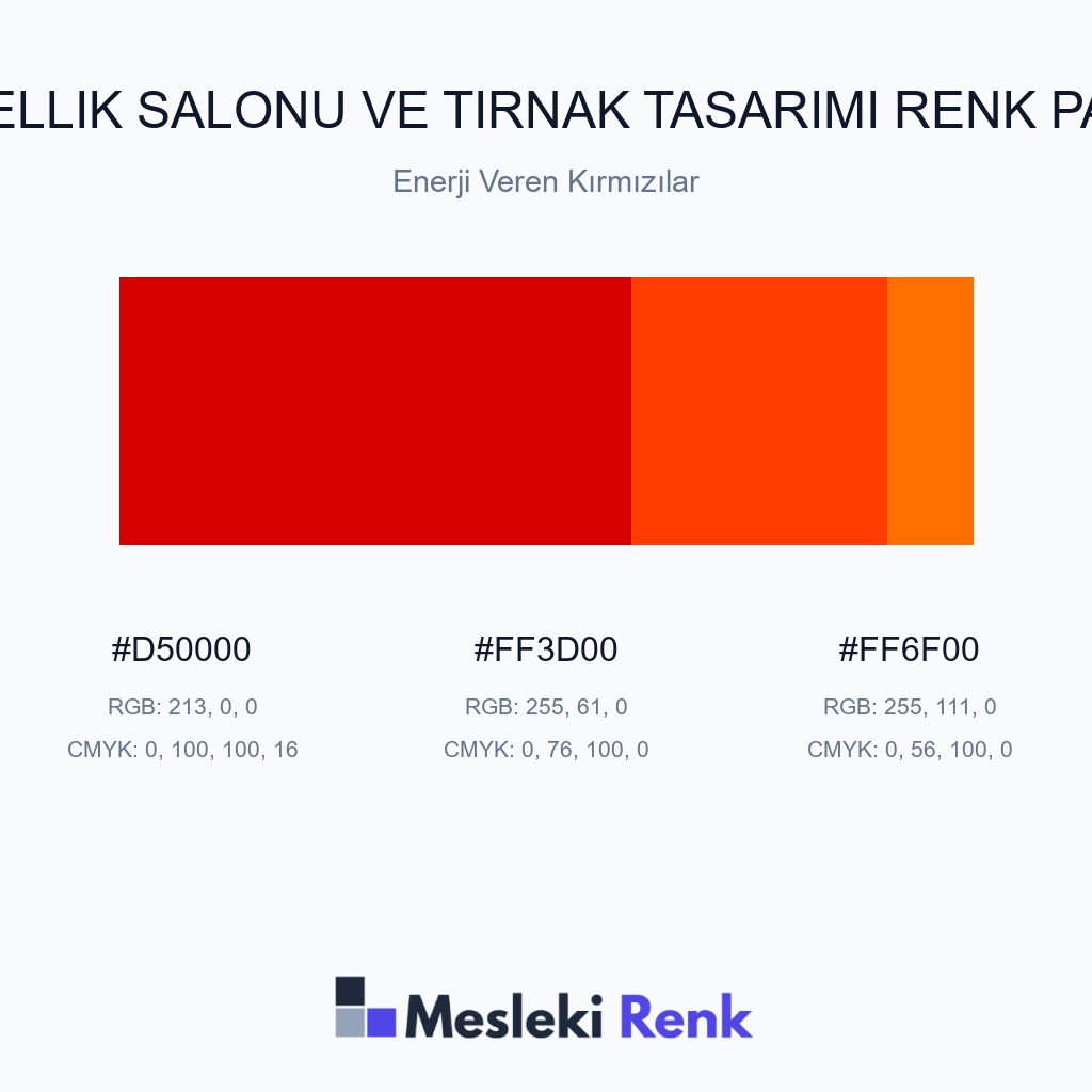 Güzellik Salonu ve Tırnak Tasarımı Enerji Veren Kırmızılar Renk Paleti