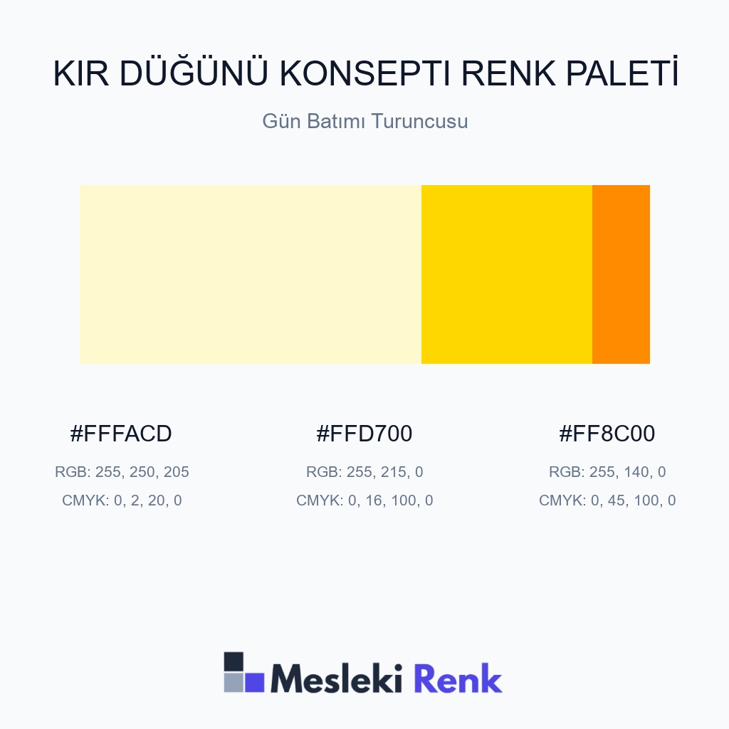 Kır Düğünü Konsepti Gün Batımı Turuncusu Renk Paleti