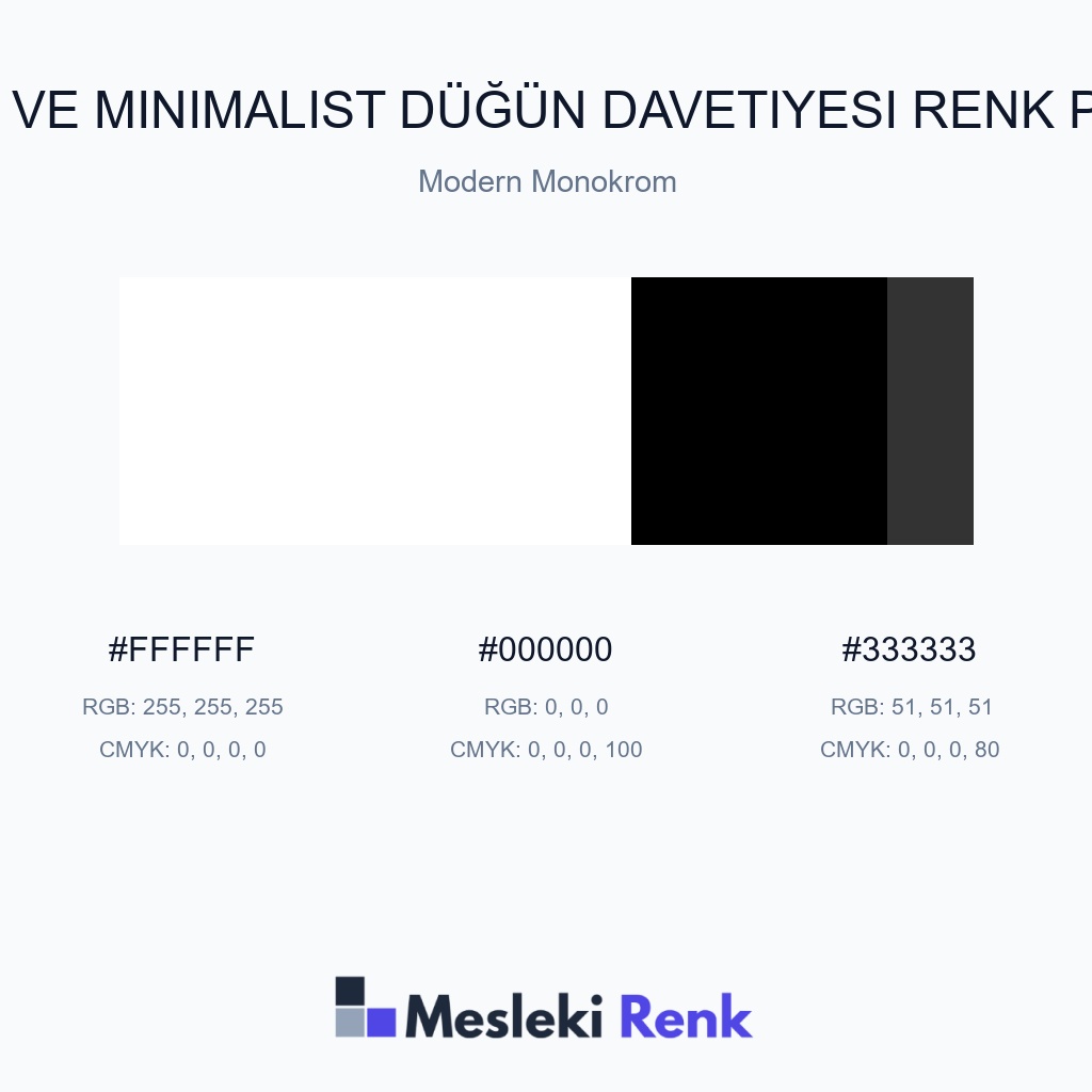 Sade ve Minimalist Düğün Davetiyesi Modern Monokrom Renk Paleti