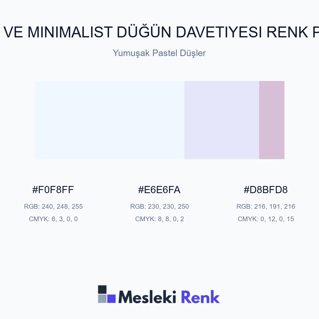 Sade ve Minimalist Düğün Davetiyesi Yumuşak Pastel Düşler Renk Paleti