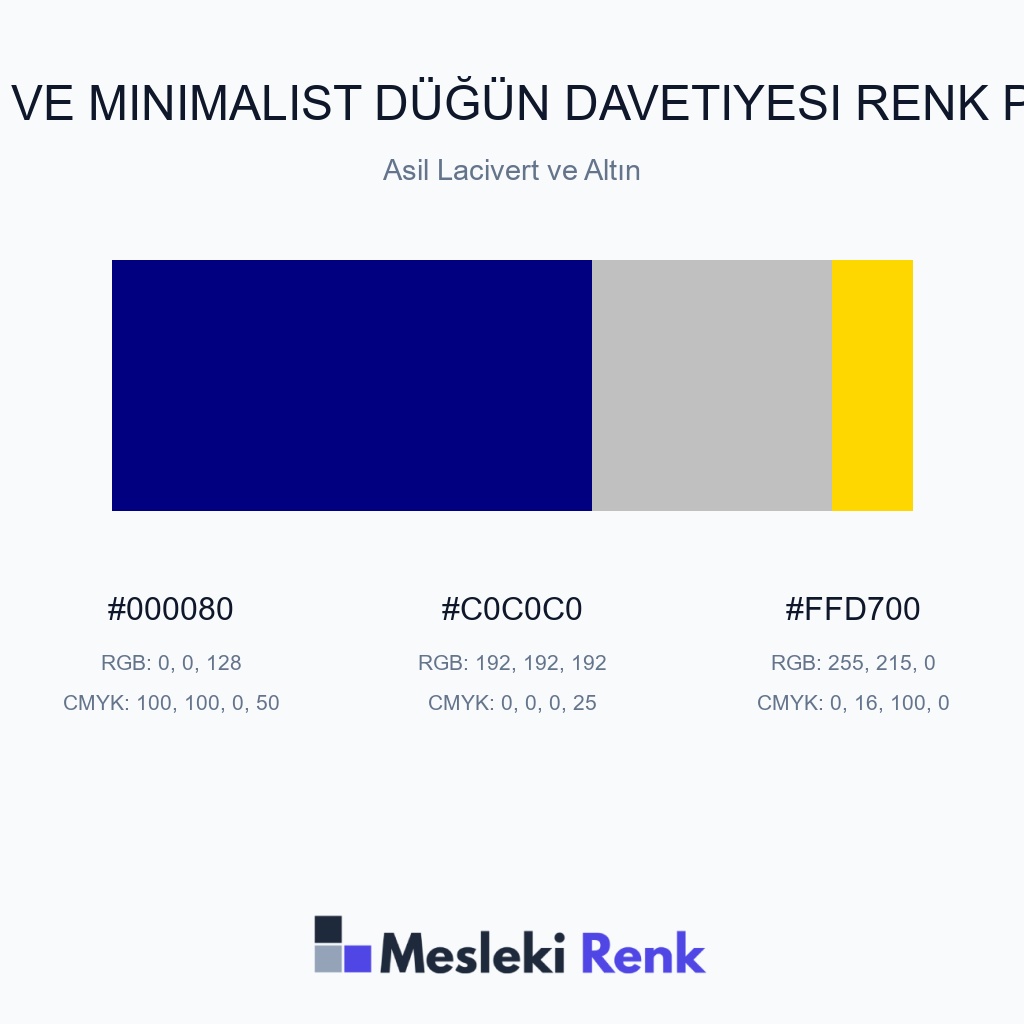 Sade ve Minimalist Düğün Davetiyesi Asil Lacivert ve Altın Renk Paleti