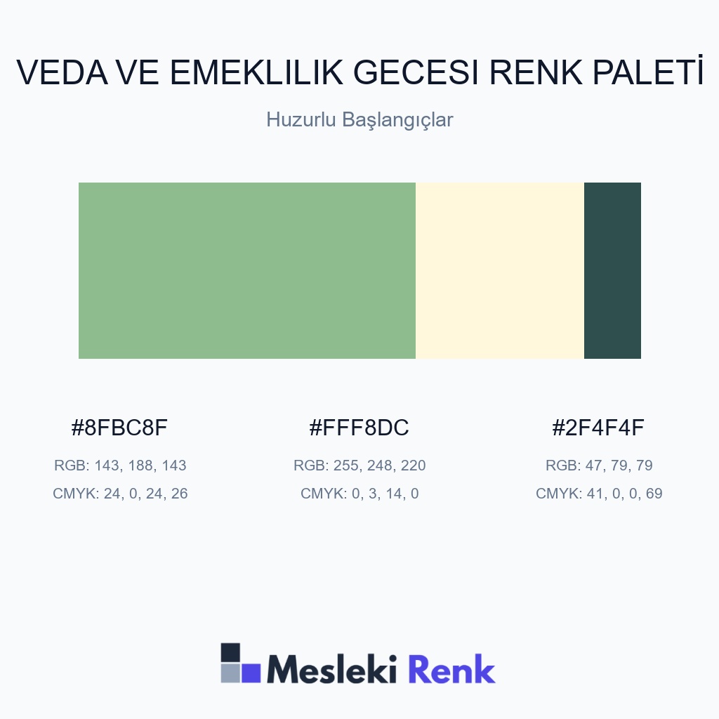 Veda ve Emeklilik Gecesi Huzurlu Başlangıçlar Renk Paleti