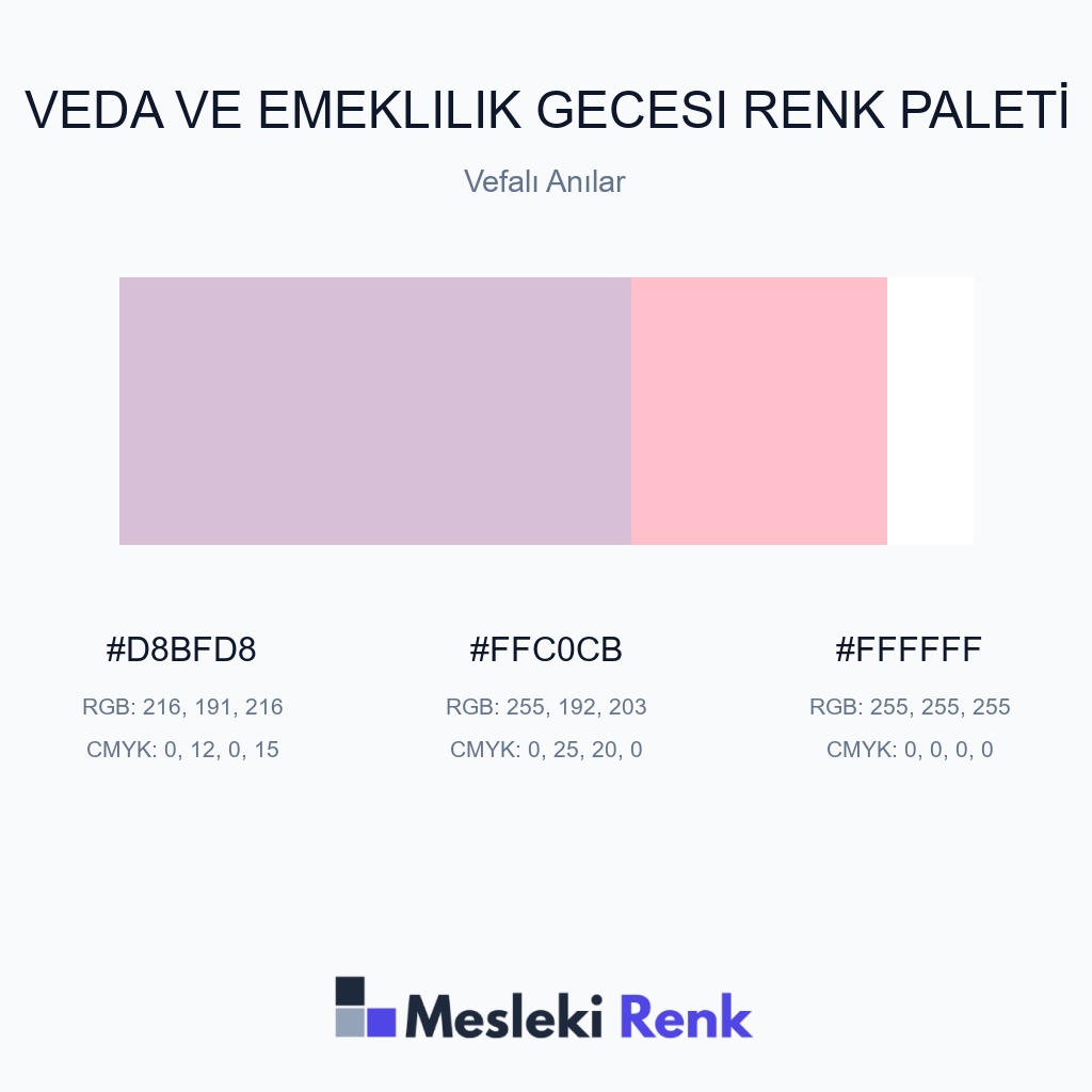 Veda ve Emeklilik Gecesi Vefalı Anılar Renk Paleti