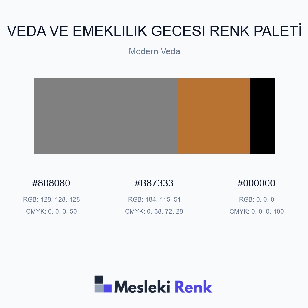 Veda ve Emeklilik Gecesi Modern Veda Renk Paleti