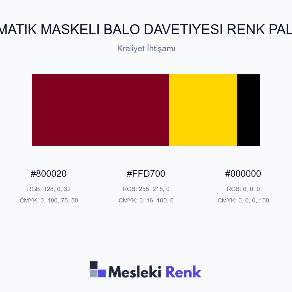 Tematik Maskeli Balo Davetiyesi Kraliyet İhtişamı Renk Paleti