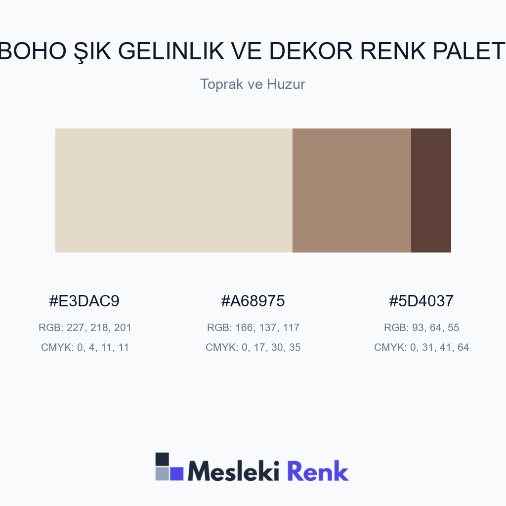 Boho Şık Gelinlik ve Dekor Toprak ve Huzur Renk Paleti