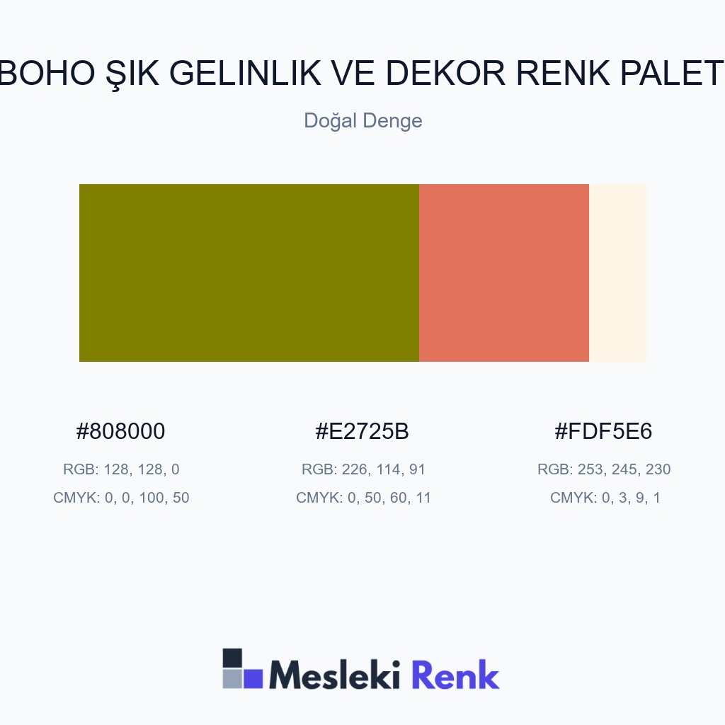 Boho Şık Gelinlik ve Dekor Doğal Denge Renk Paleti