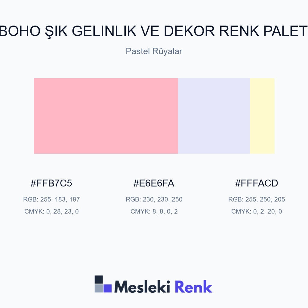 Boho Şık Gelinlik ve Dekor Pastel Rüyalar Renk Paleti