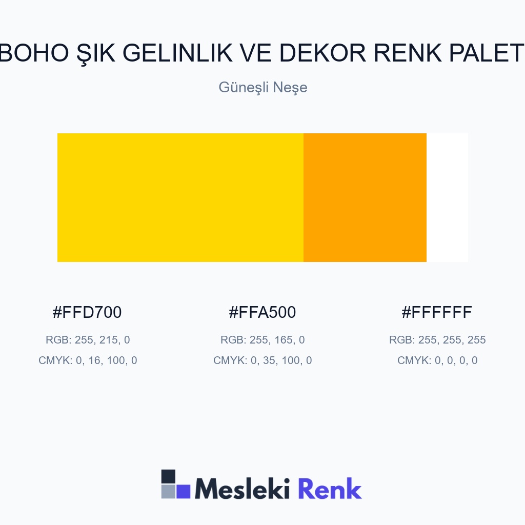 Boho Şık Gelinlik ve Dekor Güneşli Neşe Renk Paleti