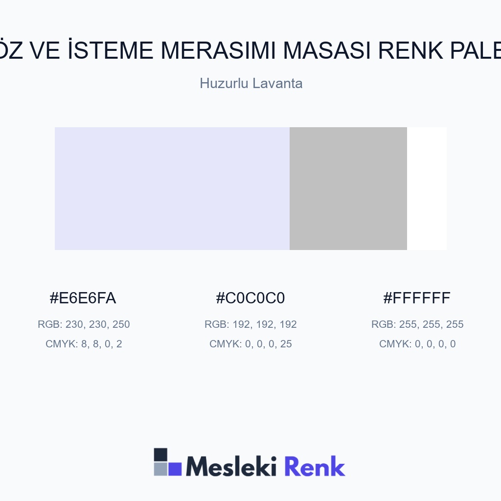 Söz ve İsteme Merasimi Masası Huzurlu Lavanta Renk Paleti