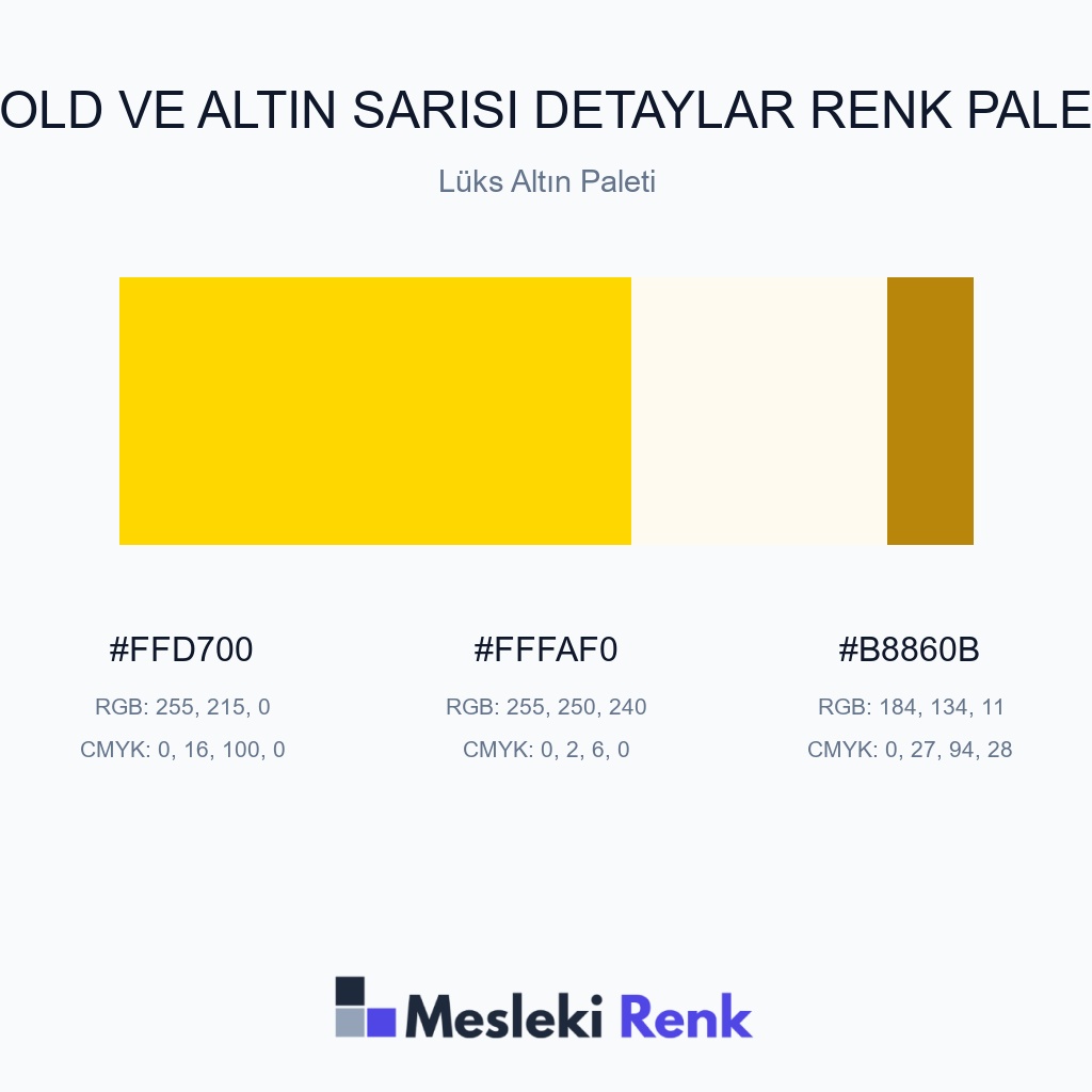 Gold ve Altın Sarısı Detaylar Lüks Altın Paleti Renk Paleti