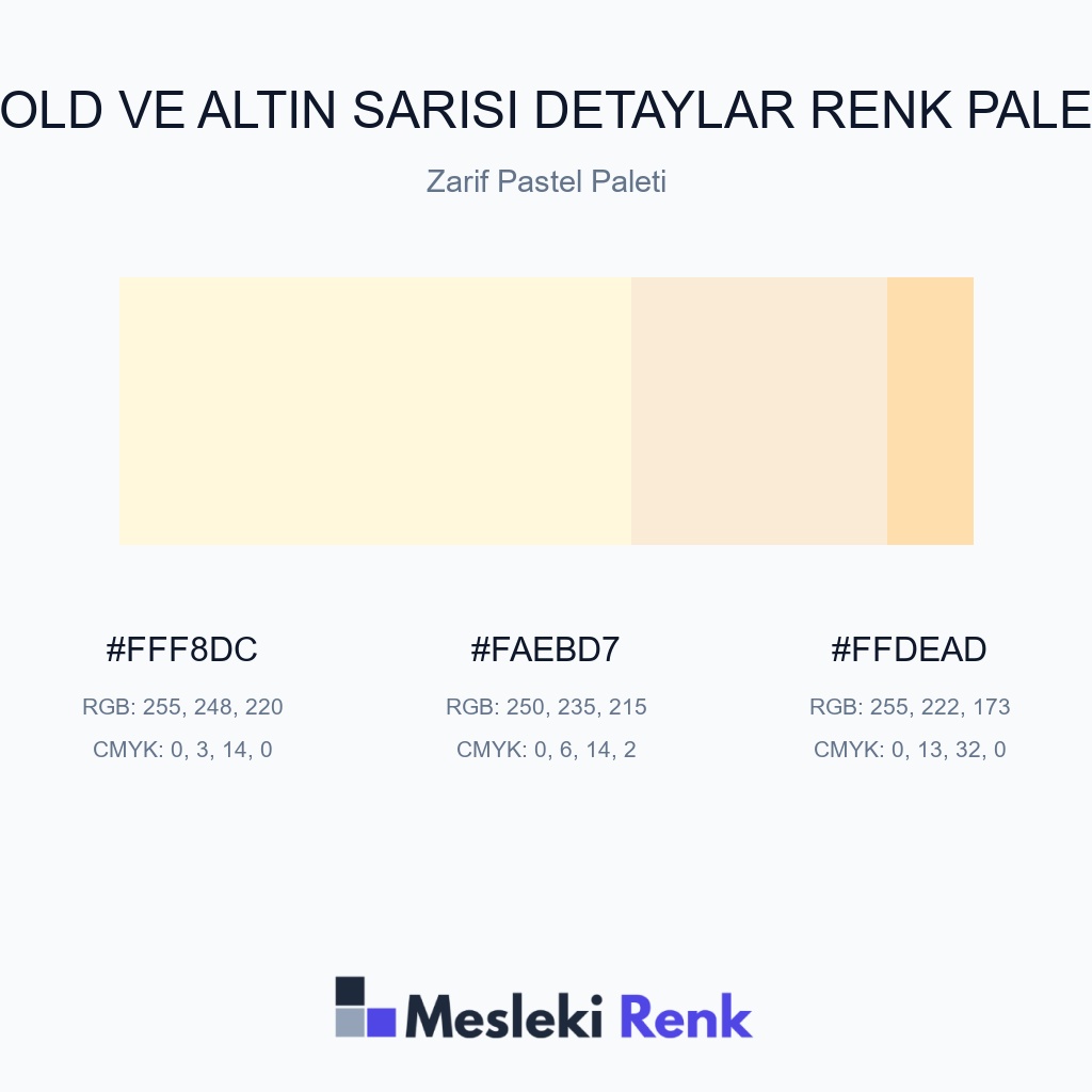 Gold ve Altın Sarısı Detaylar Zarif Pastel Paleti Renk Paleti
