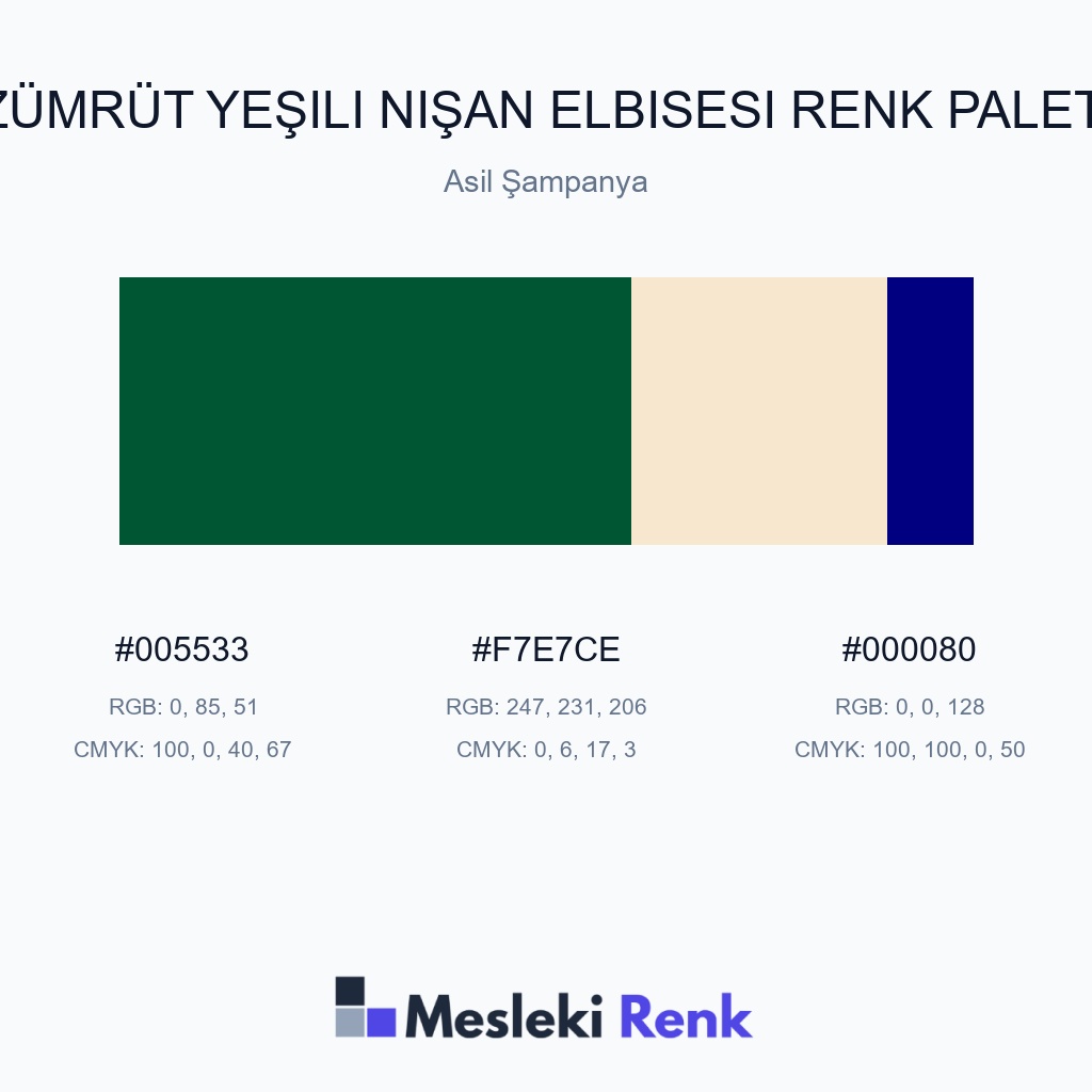 Zümrüt Yeşili Nişan Elbisesi Asil Şampanya Renk Paleti