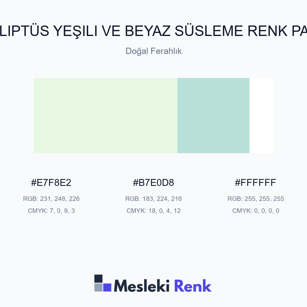 Okaliptüs Yeşili ve Beyaz Süsleme Doğal Ferahlık Renk Paleti