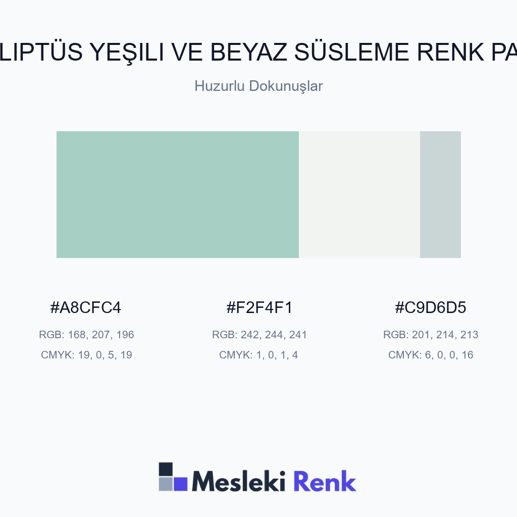 Okaliptüs Yeşili ve Beyaz Süsleme Huzurlu Dokunuşlar Renk Paleti