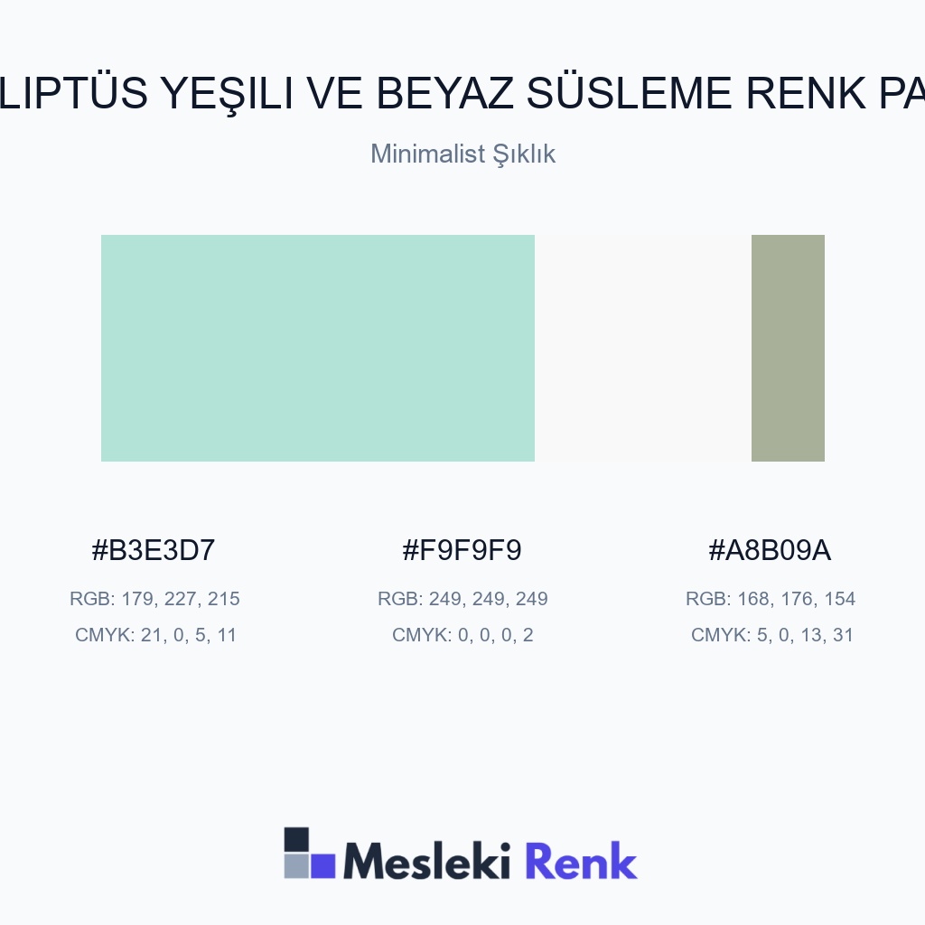 Okaliptüs Yeşili ve Beyaz Süsleme Minimalist Şıklık Renk Paleti