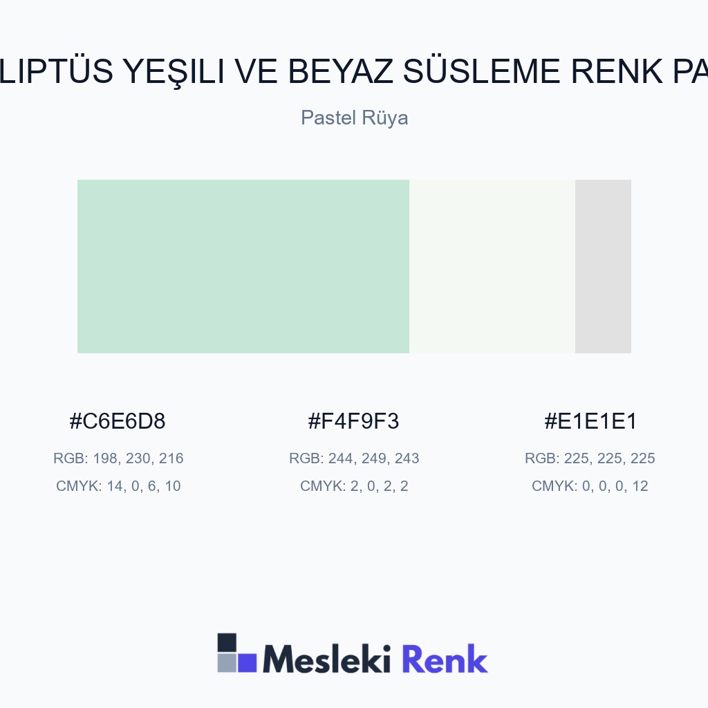 Okaliptüs Yeşili ve Beyaz Süsleme Pastel Rüya Renk Paleti